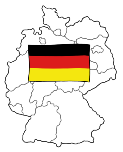 Landkarte von Deutschland mit Flagge.